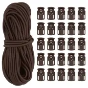 10 Yard Elastic Bungee Cord & Single Hole Cord Lock, Dark Brown 2 Pack