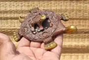Brass Tortoise Frog Yantra Shri Vastu Statue Vintage Kachua Hindu Wealth Success
