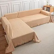 Deep Dream Sectional Couch Covers Sofa Cover 2 Pieces L Shaped for (71'' x 110'' 1pcs + 91'' 134'' 1pcs, Brown), 2pcs/XX-Large