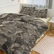 GHBNK Quilt Set 3-Piece - Ultra-Soft Thickened Bedding Set, Beige Block Pattern Bedspread + 2 Pillowcases, Lightweight Double-Sided Quilt Cover for Home/Hotel/Gifts 102"x90"