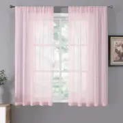 Short Sheer Curtain Linen Textured Bedroom Curtains Sheer Light Filtering Rod Po