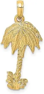 [JewelryWeb] 14.1mm Gold 2 d Textured Single Palm Tree Charm