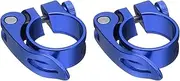 uxcell 2pcs Bike Seat Post Clamp 31.8mm Bicycle Clamp Aluminum Alloy Bike Quick Release Seat Post Collar for Diameter 27.2 to 28.6mm Bicycle Mountain Bike Road Bike Seat Post Tube, Blue