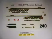 Seminole Co Sheriff 1:43 Water Slide Decals For Diecast Police Model SUV