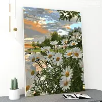 在飛比找樂天市場購物網優惠-免運 DIY數字油畫 花卉 手作材料包 風景 花朵 畫布 佈