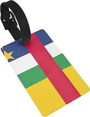 [YANYU] Central African Flag Print Luggage Tags Funny Suitcase Labels with Full Back Privacy Cover Travel Accessories