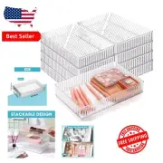 8-Pc Stackable Clear Acrylic Drawer Organizers - Makeup & Office Storage Set