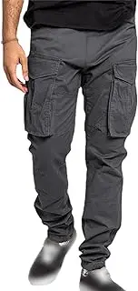 [Generic] Men's Relaxed Fit Workout Cargo Pants Casual Outdoor Hiking Pant Multi Pockets Straight-Fit Jogger Streetwear Trousers