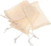 HOMOCONO Cotton Linen Foaming Net Soap Exfoliating Pouch Drawstring Body Facial Travel Toiletry Holder