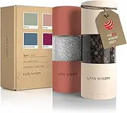LARS NYSØM Salt and Pepper Grinder Set I Salt and Pepper Mills with Adjustable Ceramic Grinder 2 Pieces I Manual Design Spice Grinder Set (Brick/Buttercream)