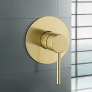 ACA Brass Brushed Gold Round Pin Handle Vanity Basin Bathtub Shower Mixer Tap