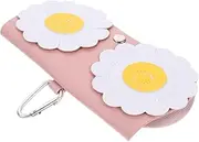 [JEWEDECO] Cartoon Eyeglass Case Delicate Sunglasses Sleeve with Unique Design Practical Leather Glasses Pouch for Protection Storage present for Friends Floral Pattern