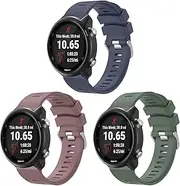 Meliya for Garmin Forerunner 245/645 / 165/158 / 55 Watch Band Women Men, 20mm Soft Silicone Replacement Strap for Garmin Forerunner 245/645 Music SmartWatch (SmokeViolet+BlueGray+Cactus)