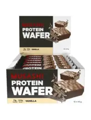 MUSASHI Protein Wafer 12 x 40g Bars - Vanilla Flavour P11g C9g F13g