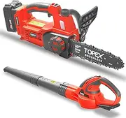 TOPEX 20V Cordless Chainsaw Leaf Blower Power Tool Combo Kit w/ 4.0Ah Battery
