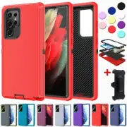 For Samsung Galaxy S22 21 20 Ultra S8 Note 9 10+ Shockproof Defender Case W/Clip