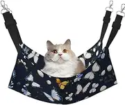 EdWal White Blooms with Blue Butterflies print Soft Sleeping Hammock Cat Hammock for Cage Hanging,Pet Hammock Bed Adjustable for Small Animals