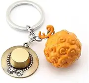 [MayDee] OP Monkey D. Luffy Devil Fruit Pendant Keyholder Cosplay Gift Luffy Fans Gift Collection, Yellow, 3.5x3.5cm