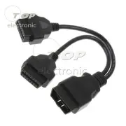 OBD2 ELM327 Adapter 16 Pin 2 in 1 Male Female Dual Scanner Cable Converter