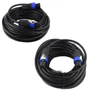 Pair 15 Ft Speakon to Speakon Cables 12 Gauge AWG Wire Audio Speaker CableCord