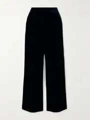 [CEFINN] CEFINN - Toni Pleated Velvet Straight-leg Pants - Black - UK 12 UK 12 Black
