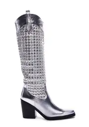 [SIMMI] Benton-1 Cowboy Boots - Silver