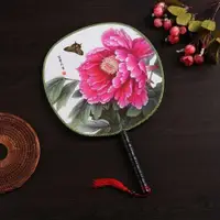 在飛比找ETMall東森購物網優惠-古典雙面團扇中國風復古圓扇精品絹扇花開富貴牡丹花舞蹈扇旗袍扇