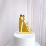 Wedding Bride Groom Acrylic Mr Mrs Cake Topper Gold