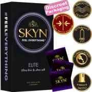 Lifestyles SKYN ELITE 12-200 CONDOMS PLEASURE 53mm THIN LUBRICATED Sex Non-Latex