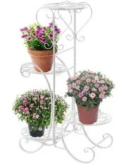 [Levede] Metal Flower Pots Outdoor Indoor Plant Stand in White