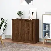 Sideboards 2 pcs, Brown Oak, Engineered Wood Storage Buffet for Hallway, Living Room Display, Pantry Cabinet
