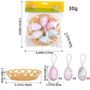 GGP Rabbit Five Sets Of Six Each Easter Egg Hanging Ornament Set With Creative Woven Basket Festive Decor For Home Scenes