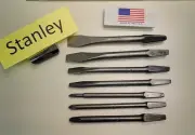 7 Piece Stanley Bit Brace Bit Screwdriver Set Flat Phillips #1, #2, #3 NOS USA