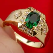 Fancy Unique Men's Engagement Ring Simulated Emerald 2.3Ct Oval Cut Silver 925