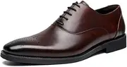 ZJSCNBE Men's Leather Shoes Top Layer Cowhide Handmade Colored Brock Business Leather Shoes Men's Leather Casual(Burgundy,40)
