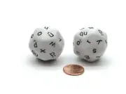 Pack of 2 D30 Lower Case German Alphabet Dice - White with Black Letters
