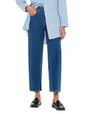 Whistles High Waist Straight Barrel Jeans in Denim