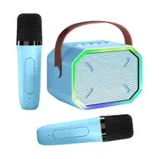 Karaoke Machine for Kids and Adults, Mini Portable Bluetooth Speaker with 2 Wireless Microphones for Girls Boys Age 6+ Blue
