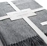 Ambient Lounge® Premium Merino Wool Deep Grey Throw. Luxurious, Soft, Hotel Grade Blanket for Living Room or Bed.