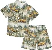 [Caihoyu] Toddler Baby Boys Short Sleeve Button Down Shirt Shorts Gentleman Outfits Toddler Boy Outfit Summer Clothing