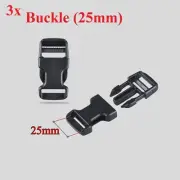 3x 25mm Black Side Quick Release Buckle Clip Cord Strap Backpack Bag Safe