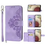 MCC For Samsung Galaxy A12 Wallet Case Cover Extra Card Slots w/ Strap A125 [Purple]