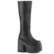 Demonia Camel-280 Gothic Punk Rock Knee High Chunky Heel Platform Boots