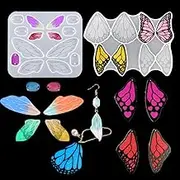 Voyyphixa Pack of 2 Epoxy Resin Moulds Silicone Earrings Mould Fairy Wings Silicone Mould Epoxy Resin Butterfly Wings Mould Resin Moulds for Earrings Necklace Key Ring Casting Mould