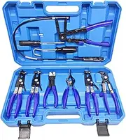 Professional Hose Clamp Kit,9PCS Automotive Hose Clamp Pliers Set,Fuel Oil Water Hose Auto Tools,Wire Long Reach Hose Clamp Pliers Set,for Automotive Coolant Radiator Heater and Water Hose (Blue)