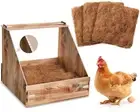 Chicken Nesting Box with 3 Pads for Laying Eggs Plastic Hen Nest Box Wooden S...