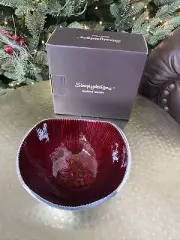 SimplyDesignz 5" Handcrafted Candy/Nut Serving Bowl Color - Ruby Red/Silver NIB