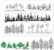 GLOBLELAND Tree Clear Stamp Pine Tree Coconut Tree Silicone Transparent Stamp Seal Card for DIY Scrapbooking Cards Making Photo Album Decorative