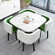 Reception Negotiation Table Set with 4 Chairs - Office Reception Table and Chair Set for Small Conference Room, Coffee Kitchen Dining Table Set for Office Club Room(Square1)