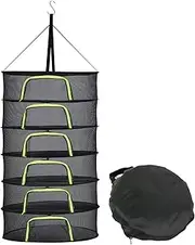 Herb Drying Rack,Plant Hanging Mesh Dry Net 6 Tier Drying Net with Green Zippers and Bonus Hook, Herb Drying Rack Hangingfor Herbs Plants Flower Vegetables